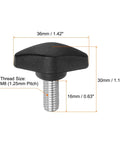 4 Pack Black Tee Wing Knobs M8x16mm Thumb Screws With Standard Male Thread, 36mm wide, durable plastic T handle for secure clamping.