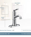 Belfield Chrome One Handle Bathroom Sink Faucet With Drain Assembly And Optional Deck Plate for Single Hole Vanities side view