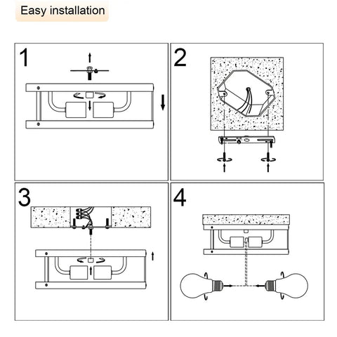 Installation guide for 2 Pack Farmhouse Retro Ceiling Light Fixtures With E26 Base Dope Anti Corrosion Wood Grain Look Black Flush Mount Ceiling Lights.