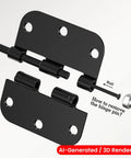 3D render of Top Shelf Matte Black Door Hinges 3.5 Inch, showing hinge pin removal method for easy maintenance.