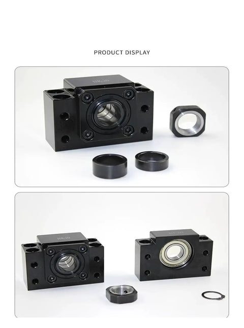 2 Pack Nut Housing End Support Bearing for Miniature Ball Screw SFK0802 SFK1002 SFK0601, shown with components, ideal for CNC projects