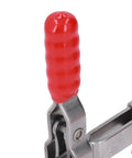 Top Tier Stainless Steel Arrow Storage Case Toggle Clamp With Durable Adjustable Latch For Heavy Duty Mechanical Equipment And Home DIY Projects You Need showing red plastic grip handle and durable stainless steel construction.
