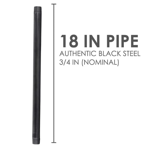 3/4 Inch Black Steel Pipe Nipple Set 16 Inch Long, Pre Cut Industrial DIY Go-To Material for Vintage Furniture and Home Decor, Fits Standard 3/4 Inch Threaded Malleable Iron Fittings, 4 Pack