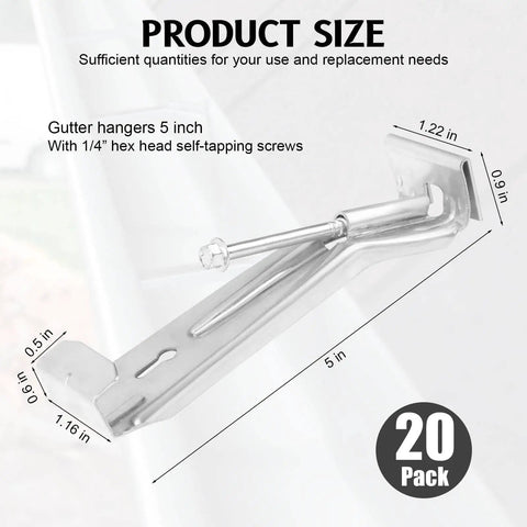 Five Inch Gutter Hangers Kit With Pre Installed Quick Screws Gutter Clips Hidden Bracket And One Quarter Inch Hex Drill Bit