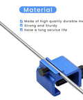 Blue metal Rugged Chain Alignment Tool For Motorcycles And ATVs with clamp mount and rod, highlighting durable metal construction.