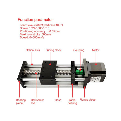 Adjustable Sliding Table For CNC And 3D Printers, 50mm To 700mm Stroke Linear Guide Rail, Ball Screw Compatibility 1204 1605 1610, Beefy Precision Motion Stage For Smooth High Precision Milling And Rock Solid Motion Control.
