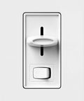 White Single Pole Dimmer Switch Featuring Hella Smooth Slider Action For Effortless Brightness Adjustment Of Up To 600W Incandescent And Halogen Bulbs, front view.
