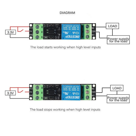 Circuit diagram for Six Pack 1 Channel Relay Module With 3V/3.3V High Level Trigger, Optocoupler Isolated Drive, DC Control Board