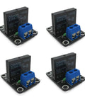 Four Pack High Level Solid State Relay Module With Built In Fuse For Smooth Dc Control And Ac 240V 2A Switching in black and blue design.
