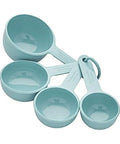 Aqua Sky Measuring Cups Set Of Four With One Quarter, One Third, One Half, And One Cup Sizes, Easy Read Markings In Standard And Metric.
