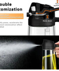 Slick Black 2 In 1 Oil Sprayer And Glass Dispenser For Kitchen Cooking Smooth Mist Spray Bottle 16 Oz close-up of atomization feature