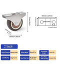 Fixed TPR Rubber Caster Wheels Low Profile Non Swivel Design showing 2-inch size and technical specifications for furniture use.