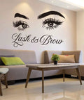 Eyelash Extension Wall Decal For Beauty Salon Makeup Room Self Adhesive Vinyl Sticker 60x84cm Waterproof Removable Black LL300
