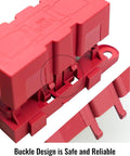 Beefy 500 Amp M8 Bolt On Fuse Holder With Heavy Duty Circuit Protection For Rough Automotive And Industrial Wiring Upgrades, red buckle design