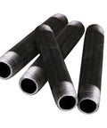 Three Eighths Inch Black Steel Pipe Ten Inch Nipple Set Four Pack Pre Cut Threaded Industrial Grade Malleable Iron Pipe Fittings For DIY Furniture And Black Pipe Shelving
