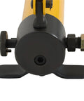 Front view of yellow hydraulic pump from 10 Ton Hydraulic Knockout Hole Punch Kit With Separable Pump And Rotatable On Off Valve