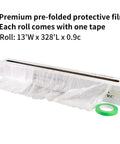 Clear 13 By 328 Feet Protective Masking Film For Automotive Painting And More Durable Plastic Sheeting with tape roll