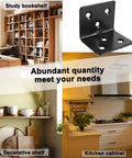 20 Piece Heavy Duty Stainless Steel Corner Braces Six Hole L Shape Metal Brackets For Wood Shelves Cabinet Furniture Shelf Framing Reinforcement Right Angle Joint Hardware Built Tough To Keep Things Rock Solid displayed with bookshelves and cabinets.