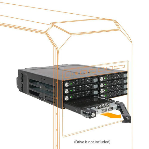 Built Like A Tank 8 Bay 2.5 Inch Sata Hdd And Ssd Backplane Cage With Locking Trays showing an open heavy-duty drive tray.