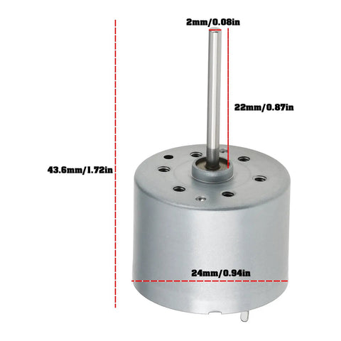 5.9V RF-310T-11400 Mini DC Motor Shaft Length 22mm and Diameter 24mm with measurement details