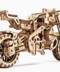 Motorcycle With Sidecar Scrambler UGR-10 3D Wooden Puzzle Kit For Adults, Dope Moving Engine And Dual Suspension, 380-Piece Laser-Cut DIY Model, Rubber Band Powered, No Glue Needed, Collectible Moto Puzzle, wooden side view