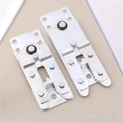 Heavy Duty Steel Corner Bracket Hinge For Sofa And Couch Sectional Connector Snap with sturdy grip detail and installation holes.