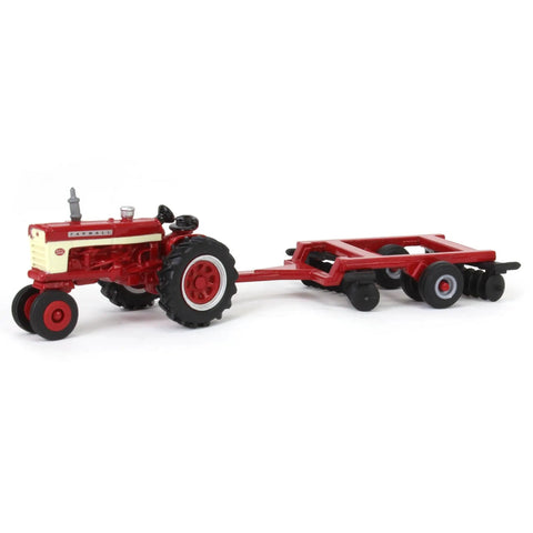 1/64 Scale Farmall 460 Tractor With Disk Diecast Toy For Kids 3 Plus Free Rolling Rubber Wheels Pin Hitch Attachable Disk