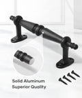Close-up of the 9 Inch Barn Door Pull Handle Set In Rustic Black Aluminum with ergonomic chamfered edges and included screws.