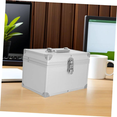 Portable Aluminum Tool Box With Double Layer Design And Ergonomic Handle A Workhorse Storage Case For Documents And Valuables In Outdoor Field Ops Lockable And Impact Resistant on a desk setup