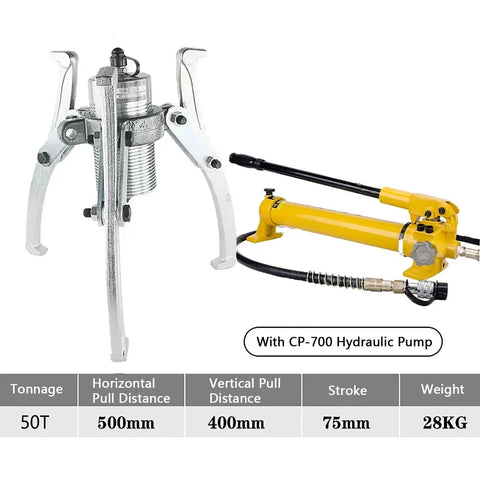 Badass Heavy Duty Hydraulic Gear Puller With Hand Pump for Two or Three Jaw Bearing Extractor, 50T with CP-700 hydraulic pump.