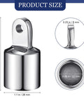Four Pieces Bimini Top Caps For Seven Eighths Inch OD Round Tubing Stainless Steel External Eye End Boat Fittings with dimensions