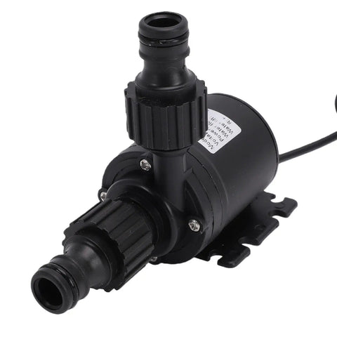 19W Submersible Water Pump With 5M Head Brushless Motor Ultra Quiet Performance For Fountains Aquariums Solar Systems Hydroponics And Water Circulation US Plug with black connectors.