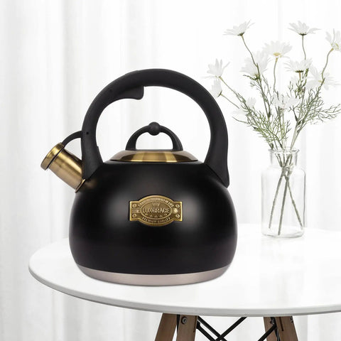 Stovetop Tea Kettle Made From Food Grade Stainless Steel 3.1 Quart Whistling Water Kettle For Home And Kitchen on table