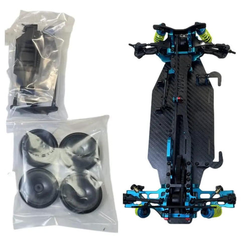 1 To 10 Scale Alloy And Carbon D4 AWD Drift RC Car Frame Kit with 255mm Wheelbase and accessories, top view