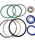 Hydraulic Log Splitter Cylinder Rebuild Seal Kit For 4.5 Bore By 1.75 Rod, rubber and plastic seals, various colors and sizes.