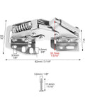 Heavy Duty Soft Close Cabinet Hinges 90 Degree Opening Angle Self Closing Lid Stay 2 Pack Corrosion Resistant Cold Rolled Steel with dimensions.