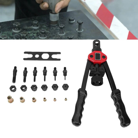 Pro Grade Rivet Nut Tool Kit With 175 Rivet Nuts And 6 Mandrels M3 To M10 for auto, boat, and industrial projects shown in use
