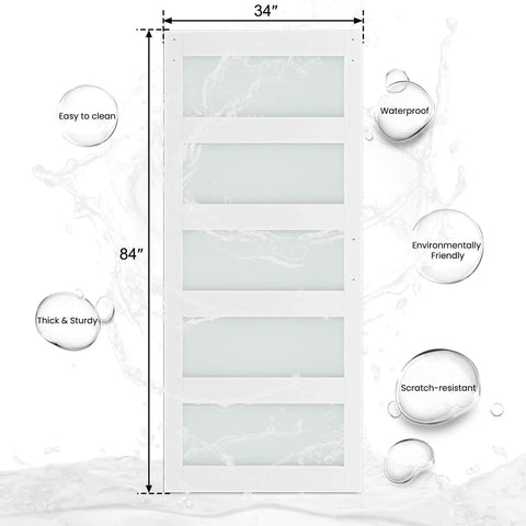 34 X 84 Inch Glass Barn Door With 6 Ft Sliding Hardware Kit And Handle, Pre Drilled Ready To Assemble, Waterproof PVC Coating