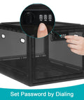 Go To Secure Combination Lock Box For Personal Items With Large Capacity, black design, showing password dial, 11.4 by 9 by 7.5 inches