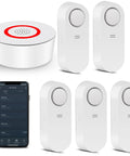 Water Leak Alarm System With 5 Pack WiFi Water Sensors And Hub Kit 120dB Siren Real Time App Alerts Leak And Drip Detection