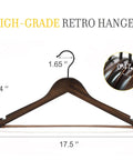 Heavy Duty Wood Coat Hangers With Smooth Retro Finish Boutique Quality Pro Grade Wooden Suit Hangers Thick Non Slip Rubber Pants Bar
