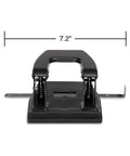 Two Hole Punch For Office Use, Heavy Duty Workhorse Desk Punch, Black, 7.2-inch width, front view, centering guide visible