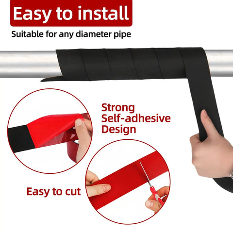 Heavy Duty 2 Inch By 14 Ft Pipe Insulation Tape For Outdoor Winter Freeze Protection showing easy installation and cutting.