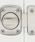 Tough As Nails 180 Rotary Bolt Latches Brushed Zinc Alloy Cabinet Hardware close-up view, secured latch with smooth pivot mechanism.