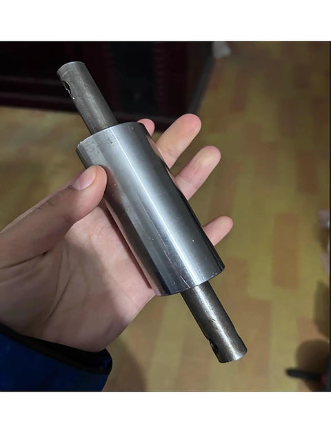 Top Shelf Stainless Steel Conveyor Roller Idler For Fence Mower And Diy Builds Solid 950x990x38mm Belt Rollers held in hand.