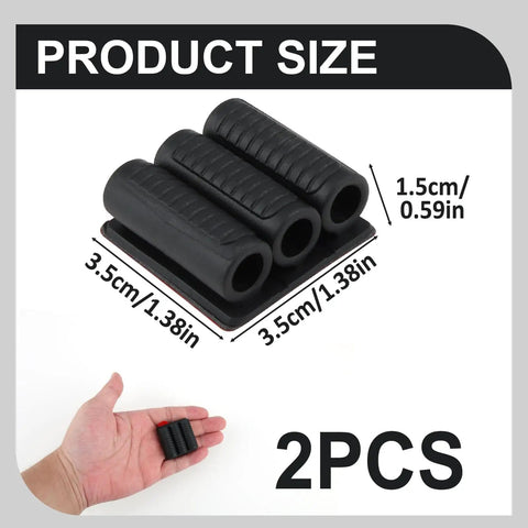 Side Mount Drill Bit Holder Holster With Heavy Duty Adhesive showing dimensions and a 2-pack in hand