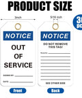Out Of Service Notice Tags Kit With 30 White 5.5 By 3 Inch Signs In 32 Mil Vinyl Material And 30 Heavy Duty Cable Ties product size