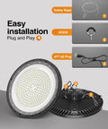 Killer Bright UFO High Bay Light 200W 5000K 30000LM 150LM Per Watt Equivalent To 800W MH HPS HID with safety rope, hook, plug