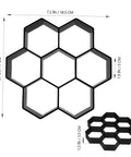 Hexagon Concrete Paver Mold For DIY Gardens And Patios, Reusable Plastic Tile Molds, front view with size dimensions.