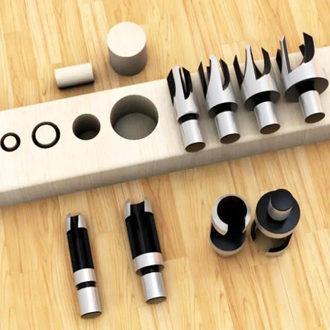 Ridiculously Tough Carbon Steel Wood Plug Cutter Drill Bits Eight Piece Straight And Tapered Taper Claw Design For Precision Woodworking